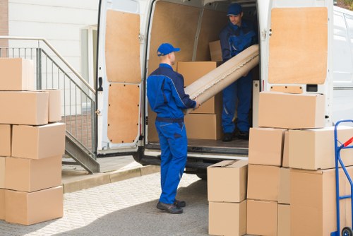Local removals team preparing boxes in Hernehill