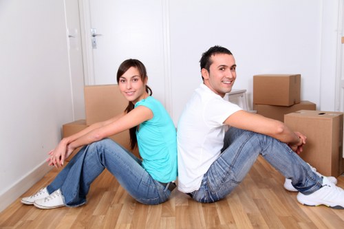 Prepared boxes and furniture ready for storage near Hernehill