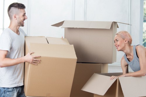 Carefully labelled boxes prepared for a Hernehill house move
